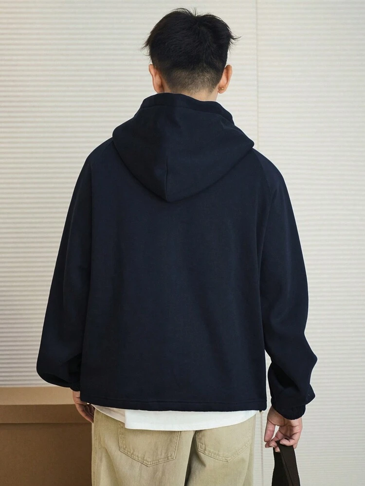 Men's Letter Print Hooded Long Sleeve Casual Pullover Sweatshirt, Autumn