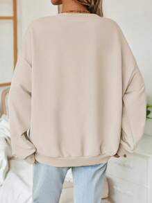 SHEIN LUNE Casual Minimalist Jesus God Print Pattern Loose Fit Crew Neck Long Sleeve Hoodie Sweatshirt For Women,Winter Clothes For Women Autumn