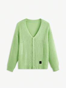 AKNOTIC Business Casual Men's Knitted Loose Drop Shoulder Casual Cardigan, For Fall Winter - Mint Green - View 1