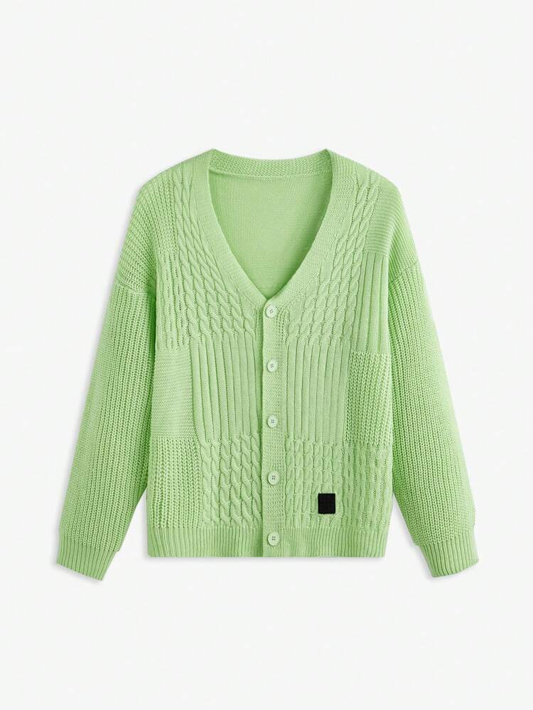 Men's Knitted Loose Drop Shoulder Casual Cardigan, For Fall Winter