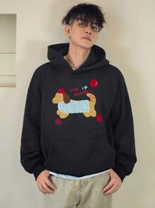 DAZY Herbst Welpen Stickerei thermisch gefütterte Kapuzenjacke für Herren