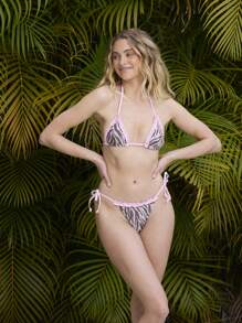 Aralina Slider Triangle With Contrast Frill Trim Micro Fit Bikini Top Summer - Multicolor - View 8