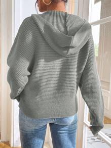 SHEIN Essnce 女士简约时尚套头连帽衫，秋冬长袖上衣 - 灰色 - 查看 2