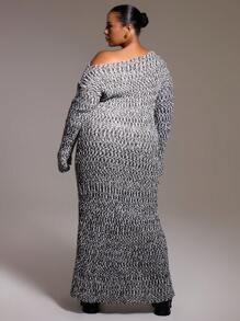 MUSERA Plus Size Knit Off The Shoulder Long Sleeve Maxi Dress Fall Outfit For Spring, Holidays,Spring Break, Comfy, Casual Modest