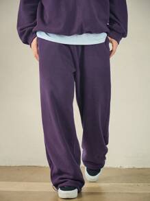 DAZY Men's Casual Graphic Embroidered Hoodie & Sweatpants Set, Autumn - Purple - View 7