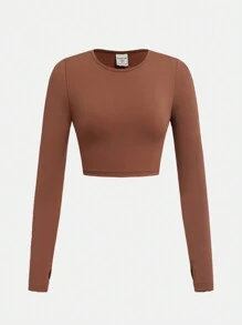 SHEIN 2pcs/Set Teen Girls' Matched Sports Crew Neck Long Sleeve Top And Shorts Co-Ord Sportswear