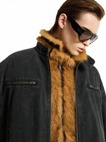 NEON BLANC Men's Washed Denim Zip-Up Jacket, Long Sleeve