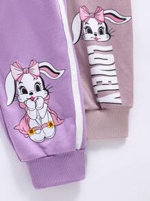 2pcs/Set Toddler Girls Cute Graphic Print Casual Pants, Autumn/Winter - Multicolor - View 6