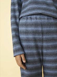 THE HAPPY LOOK Tween Girls Elastic Waist Striped Knitted Wide Leg Casual Pants, Autumn/Winter
