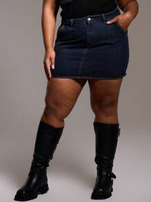 MUSERA Plus Size Denim Mini Skirt For Spring Vacation, Spring Break, Casual Cool Ibiza, Holiday Going Out