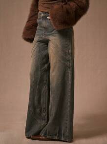 MUSERA Jeans de ajuste holgado con pespunte, estilo primaveral de los 90's y del año 2000, informales de verano, lindos para conciertos, festivales y raves estilo occidental