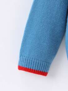 Young Boys Casual Multi-Wear Thermal Lined Striped Contrast Stitching Hoodie Sweatshirt With Pockets, Soft & Warm Knit, Suitable For Daily Wear In Autumn/Winter