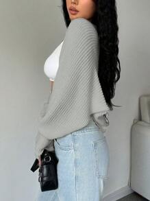 SHEIN Unity Women Plain Minimalist Short Cardigan, Casual Daily Wear,Long Sleeve Tops Fall Winter Cloth For Women - Grey - View 7