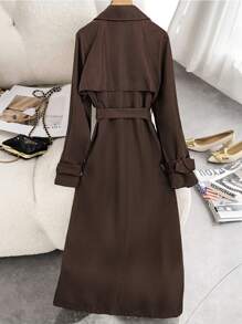 GlowEve Women Burgundy Trench Coats Fall Winter Cloth For Women - Coffee Brown - View 2