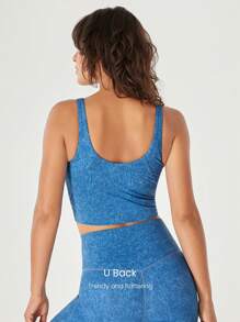 GLOWMODE Top de tirantes con espalda en U de efecto denim, para yoga de bajo impacto y uso diario, con copas extraíbles - Multicolor - Ver 3