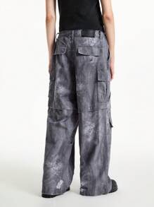 NEON BLANC 男式编织字母口袋工装裤 - 灰色 - 查看 3