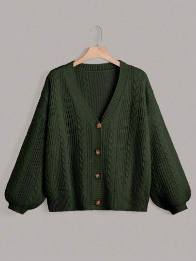 Linhara 大码女式 V 领单排扣长袖休闲针织开衫，通勤、户外百搭，秋冬季