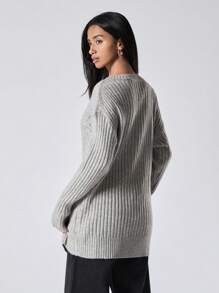 LYSMO Ramadan Women Basic Casual Sweater, Fashion & Everyday Wear - Light Grey - View 2