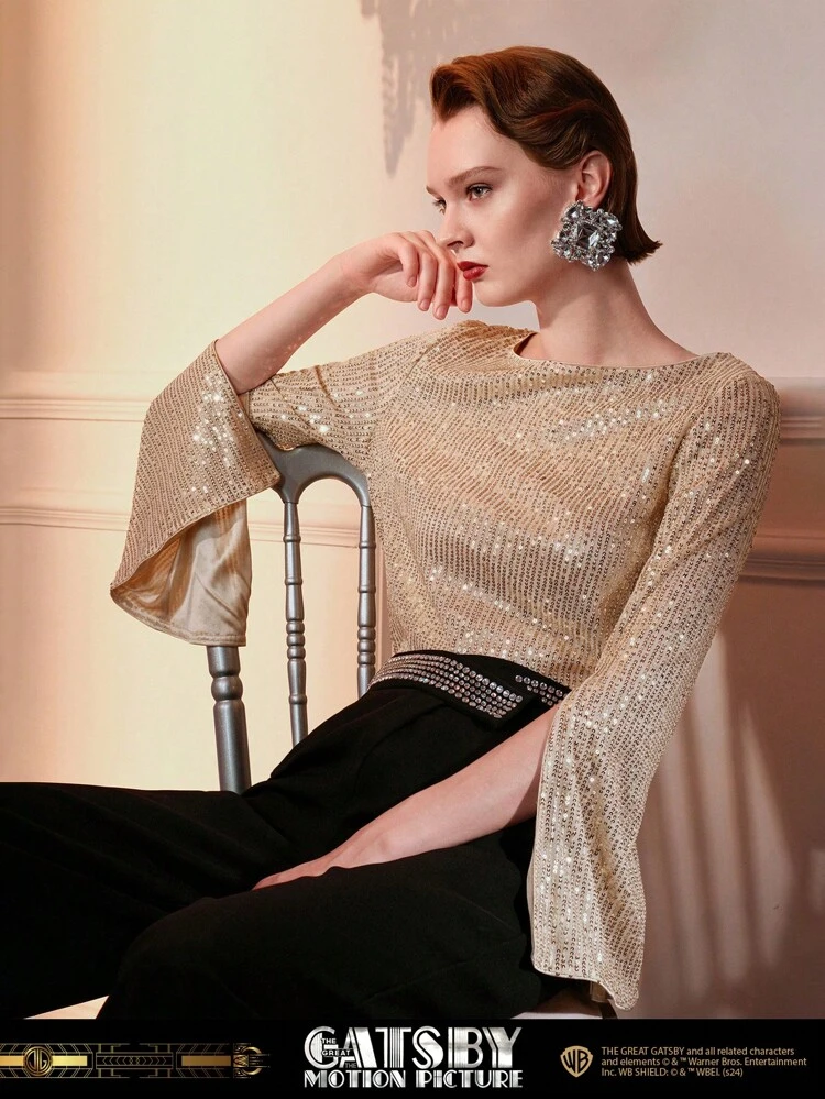 The Great Gatsby x MOTF SEQUINS SPLIT SLEEVE PARTY TOP