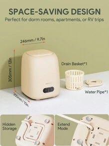 JMMO Mini Portable Washing Machine With 9L Capacity And Blue Light,Ideal For Underwear,Socks,Kids Clothes For Space-Saving Convenience - Beige - View 7