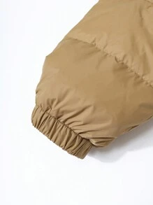 SHEIN Essnce 冬季女士纯色长袖拉链领休闲羽绒服