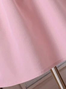 年轻女孩优雅公主学院风格撞色边刺绣彼得潘领泡泡袖二合一方领高低连衣裙，适合夏季、学校、返校、派对、表演、家庭聚会、度假、夏季、旅行 - 彩色 - 查看 4