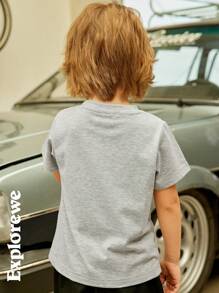 SHEIN 3pcs/Set Young Boys Outdoor Sport Bear & Duck Print Short Sleeve T-Shirts