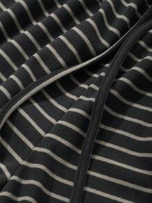 DAZY 保暖条纹宽松裤家居服、冬季睡衣 - 藏蓝色 - 查看 8