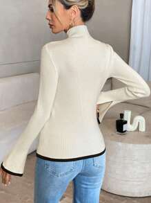SHEIN Privé Vrouwen Colorblock Zijsplit Flared Sleeve Sweater Top