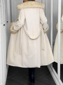 SHEIN Clasi Women's Casual Plush Fluffy Collar Jacket For Autumn/Winter
