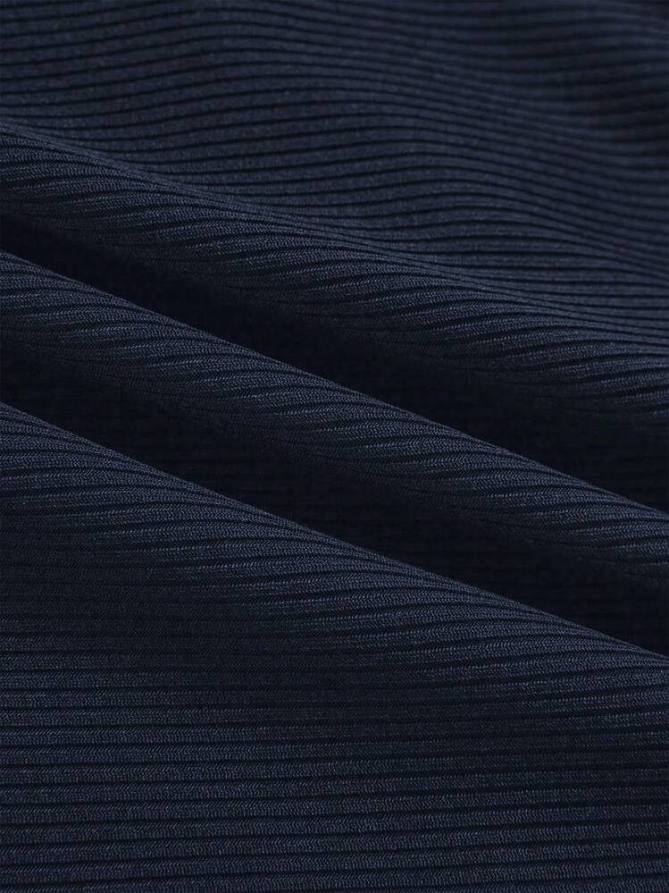 2pcs Set Women Solid Color Side Tie Tank Top And Wide Leg Pants Suit - Navy Blue - View 8