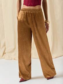 COSMINA Damskie spodnie casualowe w jednolitym kolorze z kieszeniami i elastyczną talią