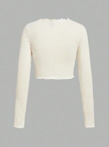 SHEIN MOD Áo thun nữ Xù nhỏ Nút phía trước Hoạt hình Giải trí - Màu be - Xem 2