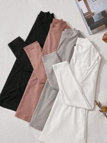 Franclia 大码多色罗纹修身针织上衣，休闲日常穿着 - 彩色 - 查看 1