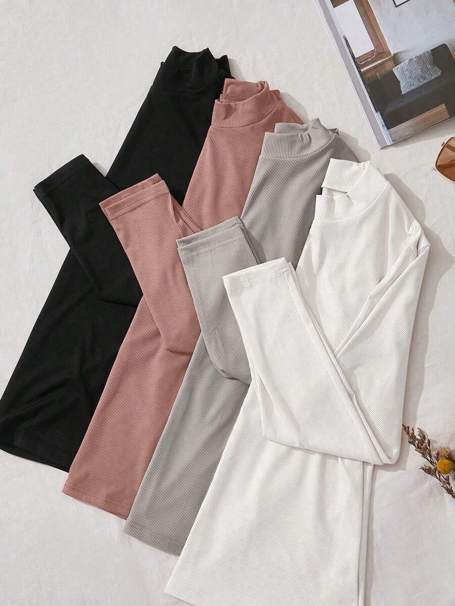 Franclia 大码多色罗纹修身针织上衣，休闲日常穿着 - 彩色 - 查看 1