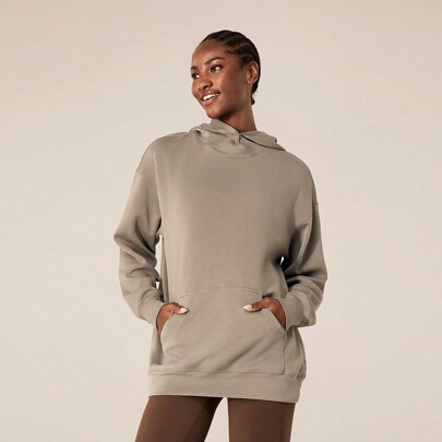 Modal Fleece Warm Oversized Hooded Sweatshirt With Kangaroo Pocket Daily Casual Fall Winter