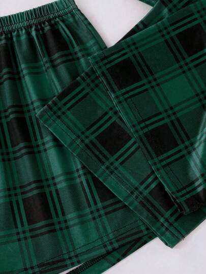 Women Camisole Top, Plaid Print Pants Shorts Pajama Set, view 6