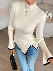 SHEIN Privé Vrouwen Colorblock Zijsplit Flared Sleeve Sweater Top