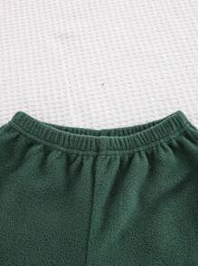 Cozy Pixies Bộ 2 áo hoodie cổ đứng in chữ cho bé trai và quần jogger - màu xanh lá - Xem 7