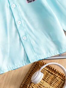 男宝宝休闲日常百搭时尚可爱动物图案印花长袖衬衫 - 彩色 - 查看 3