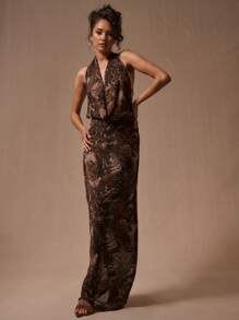 MUSERA Sexy Extreme Cowl Maxi Dress Ibiza Fits Boho Spring Vacation Summer Festival - Multicolor - View 4