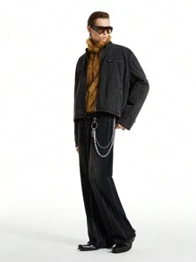 NEON BLANC Men's Washed Denim Zip-Up Jacket, Long Sleeve