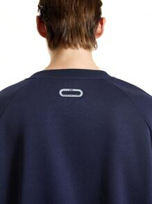 Manfinity VCAY Men's Loose Fit Letter Print Crew Neck Long Sleeve Knitted Sweatshirt, For Fall Winter