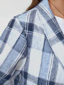 SHEIN LUNE Plus Size Women Christmas Plaid Knee-Length Overcoat Winter Clothes For Women Winter Coat Women Holiday Outfit Thermal