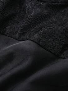 DAZY Vestido midi feminino com decote quadrado e renda contrastante, manga comprida, plissado, aniversário, vestido de baile de véspera de ano novo elegante, roupas de outono - Preto - Ver 10