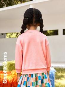 Young Girl' Cute Slogan Crew Neck Long Sleeve Sweatshirt - Pink - View 2