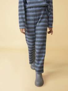 THE HAPPY LOOK Tween Girls Elastic Waist Striped Knitted Wide Leg Casual Pants, Autumn/Winter