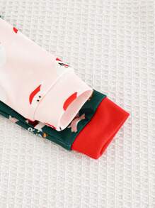 Cozy Pixies Newborn Baby Girl 2pcs Christmas Knitted Soft Round Neck Long Sleeve Romper & Long Pants Set Print