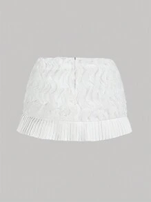 GENKIRA Romantic Elegant Ballet Tulle Patchwork Ruffle Hem Mini Skirt For Women - White - View 2