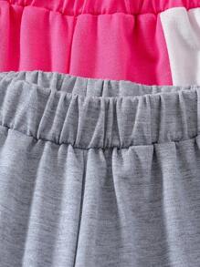 2pcs Straight Leg Casual Snap-Button Sweatpants For Teens - Multicolor - View 3